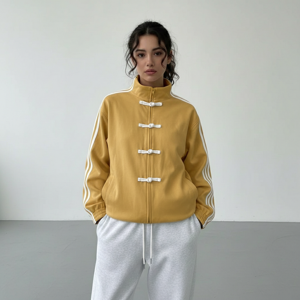 Yúmei Track Jacket Gelb Vorderansicht sportlicher Retro-Look