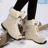 Norvella | Warme Damen-Winterstiefel mit Fellkragen & Profilsohle
