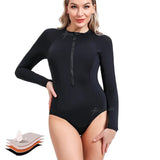 Perioden-Badeanzug Damen Schwarz auslaufsicher – Myra von Talaine, Langarm mit UV-Schutz Detail