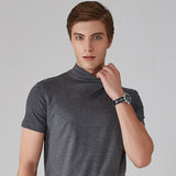 Casual heren shirt met col in effen grijs

