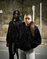 Solayne Sparkle Hoodie schwarz mit Strasssteinen Vorderansicht