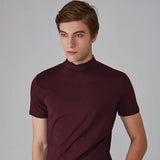 Bordeauxrood heren shirt met hoge hals
