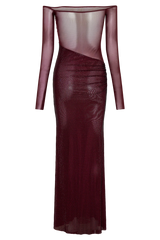 Seraphyne Crystal Mesh Gown | Off-Shoulder Maxikleid mit funkelnden Rhinestones