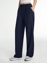Marineblauwe pantalon zijaanzicht
