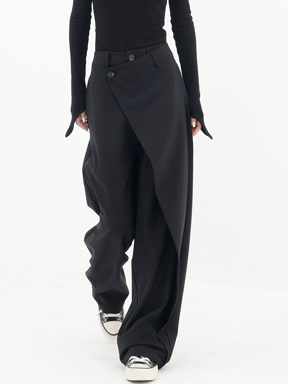 asymmetrische wide leg broek dames
