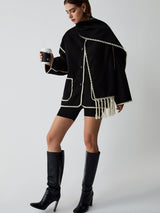 Serapha Scarf Coat Rückansicht mit integriertem Schal