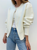 Cardigan met parels ivoorwit