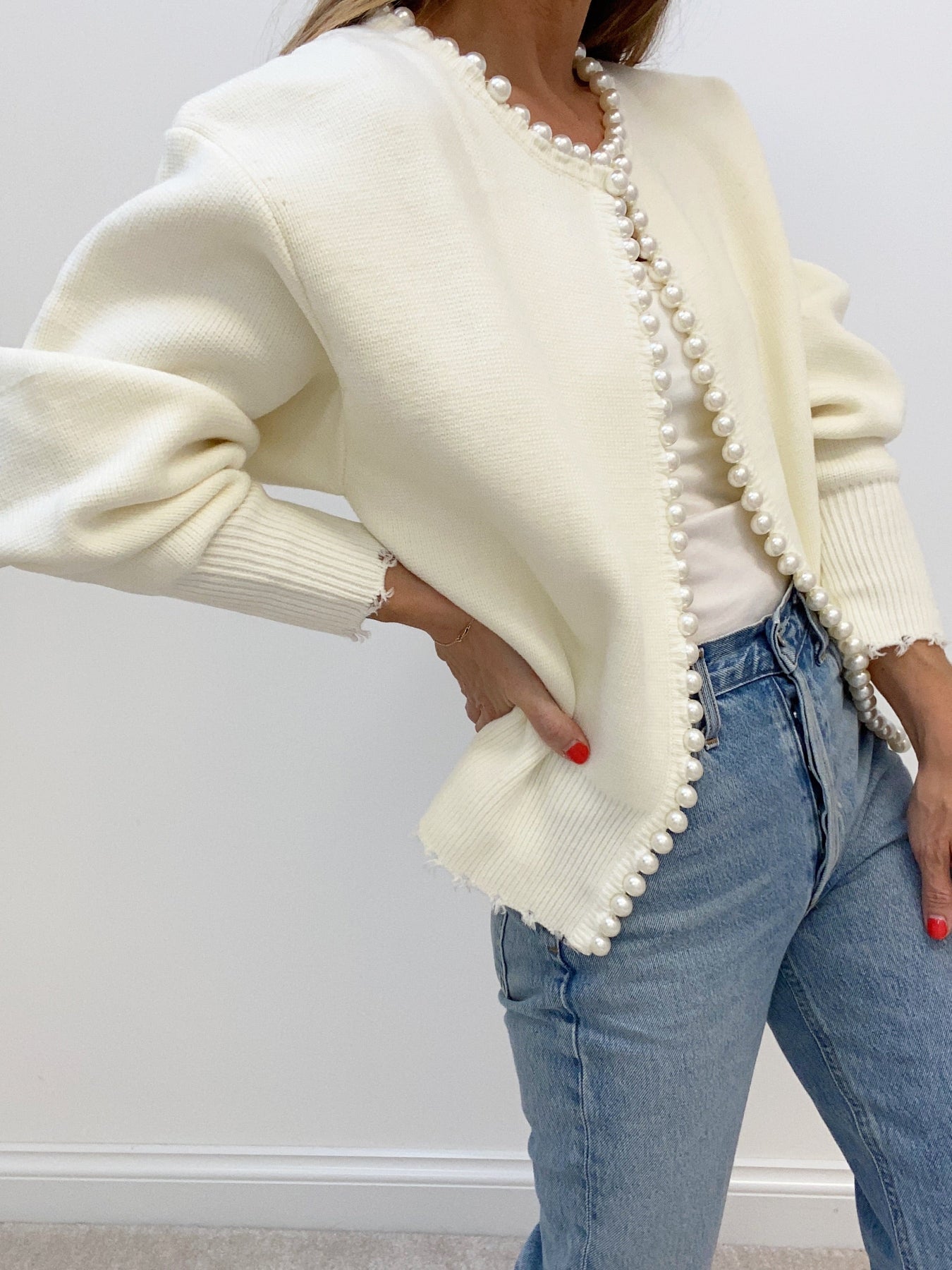 Amélise | Pearl Trim Cardigan