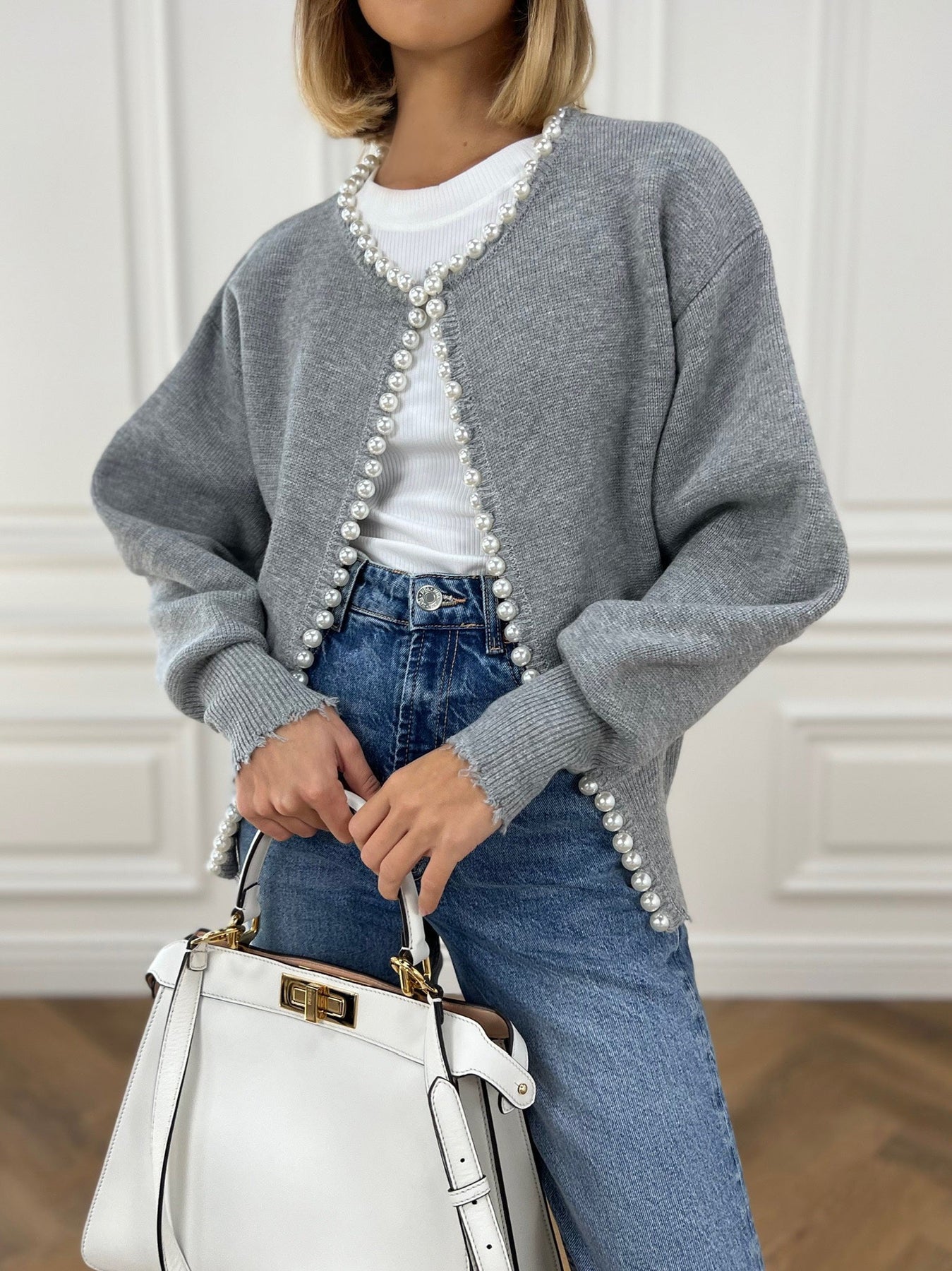 Grijze knit cardigan dames