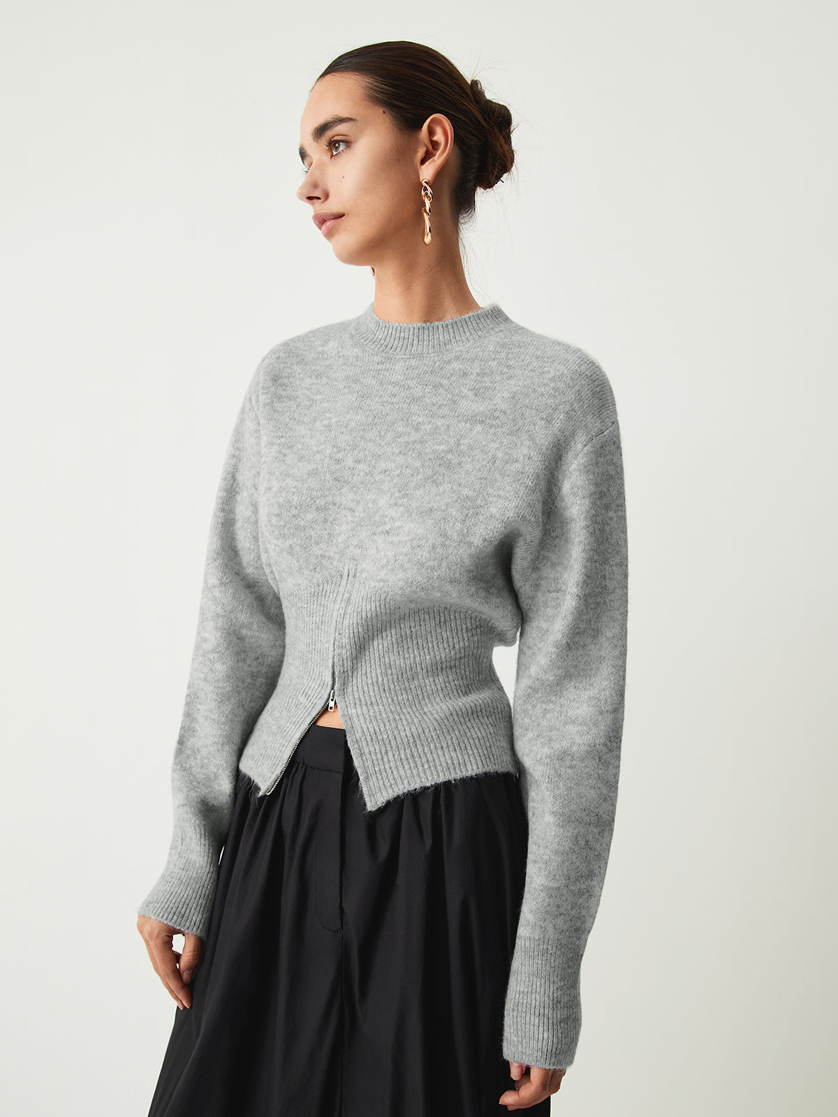 Weicher Half-Zip Strickpullover in flauschiger Strickqualität für Damen
