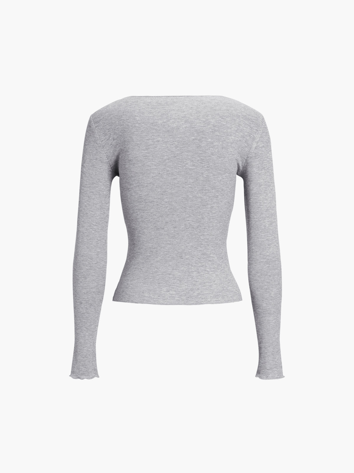 casual geribbelde top met ronde hals

