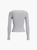 casual geribbelde top met ronde hals

