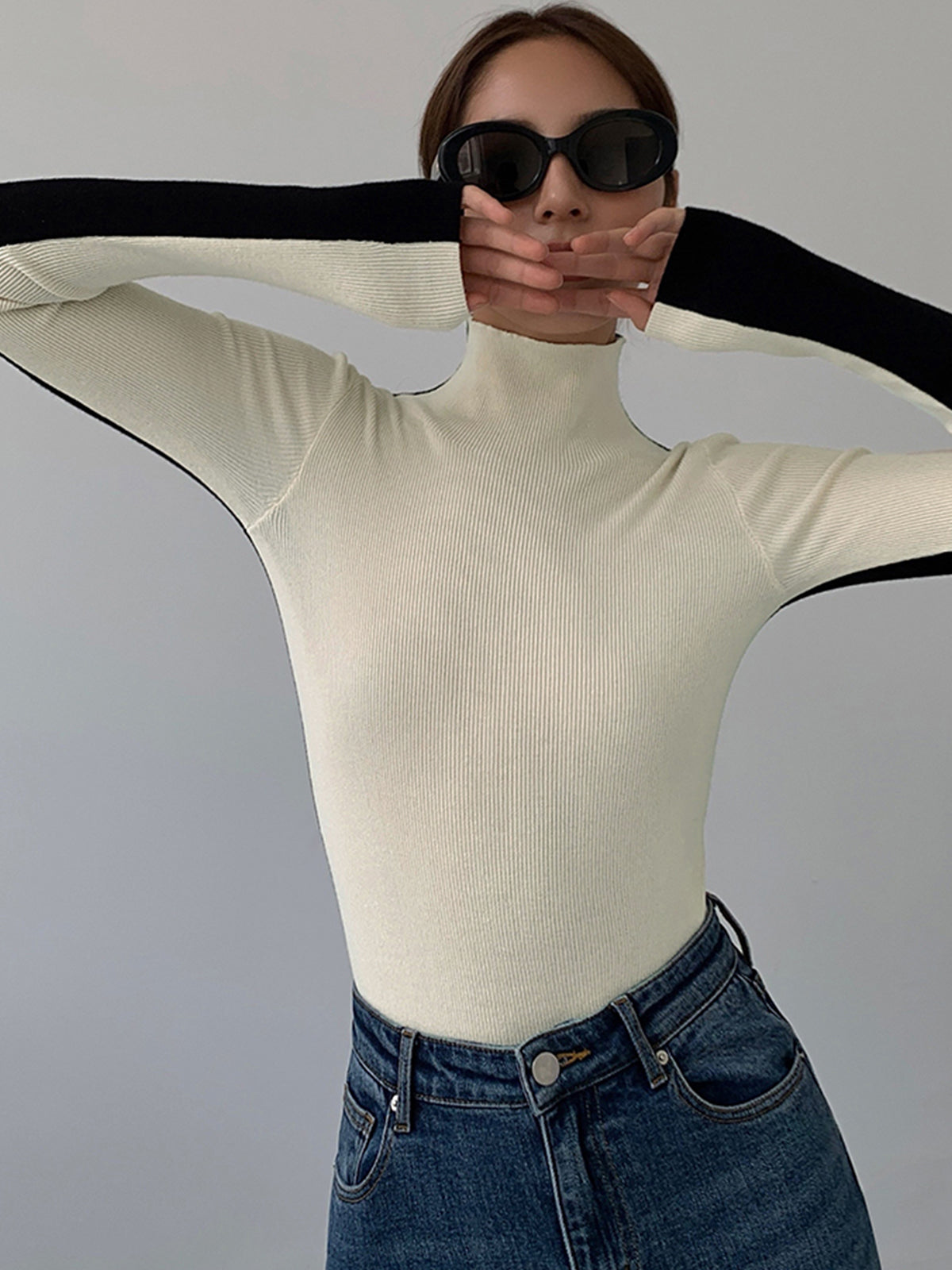 Modieuze long sleeve knit top voor vrouwen
