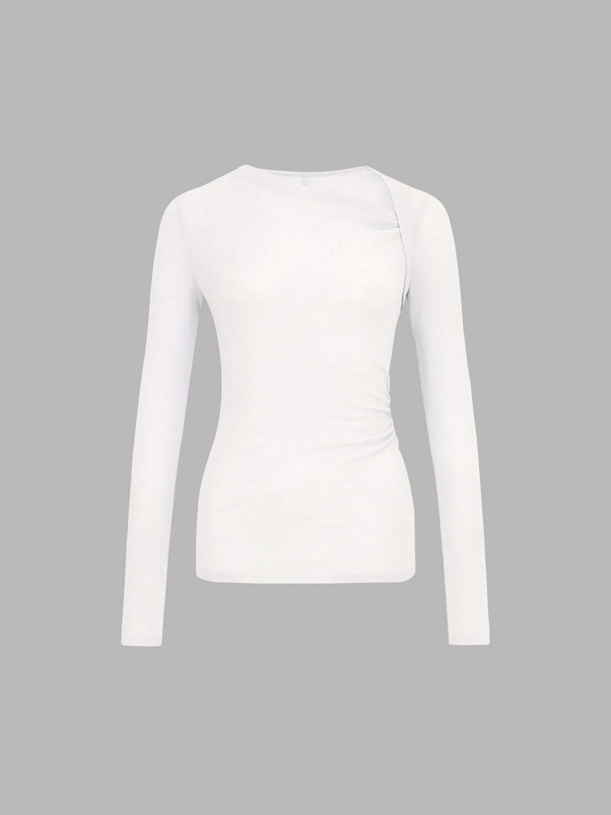 Witte asymmetrische longsleeve rib top
