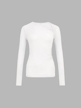 Witte asymmetrische longsleeve rib top
