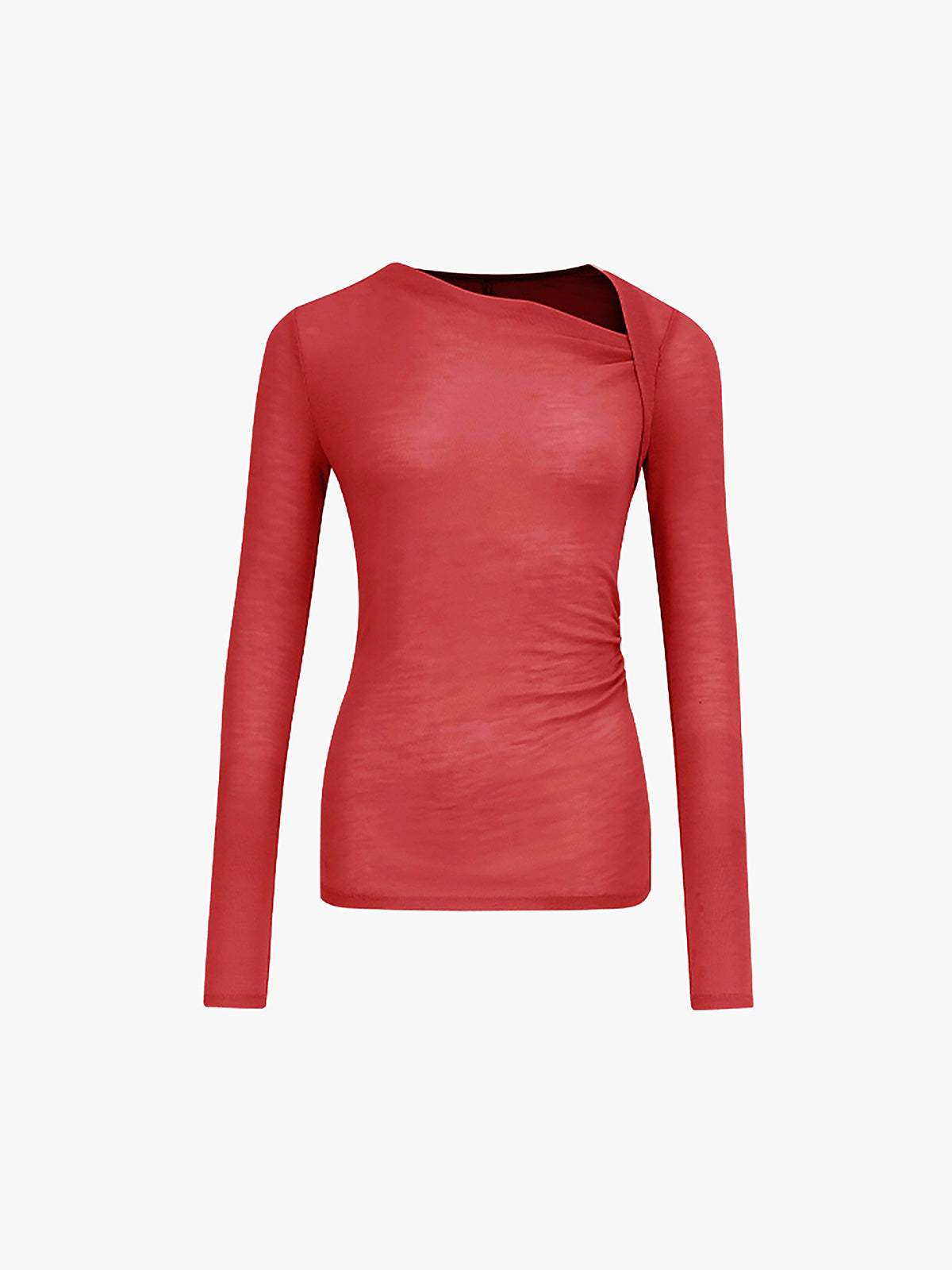 Rode asymmetrische knit top met slim fit
