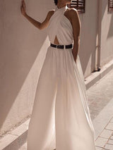 rugloze jumpsuit met v-hals
