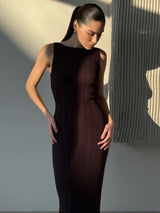 Ribbed Sleeveless Knit Long Dress 