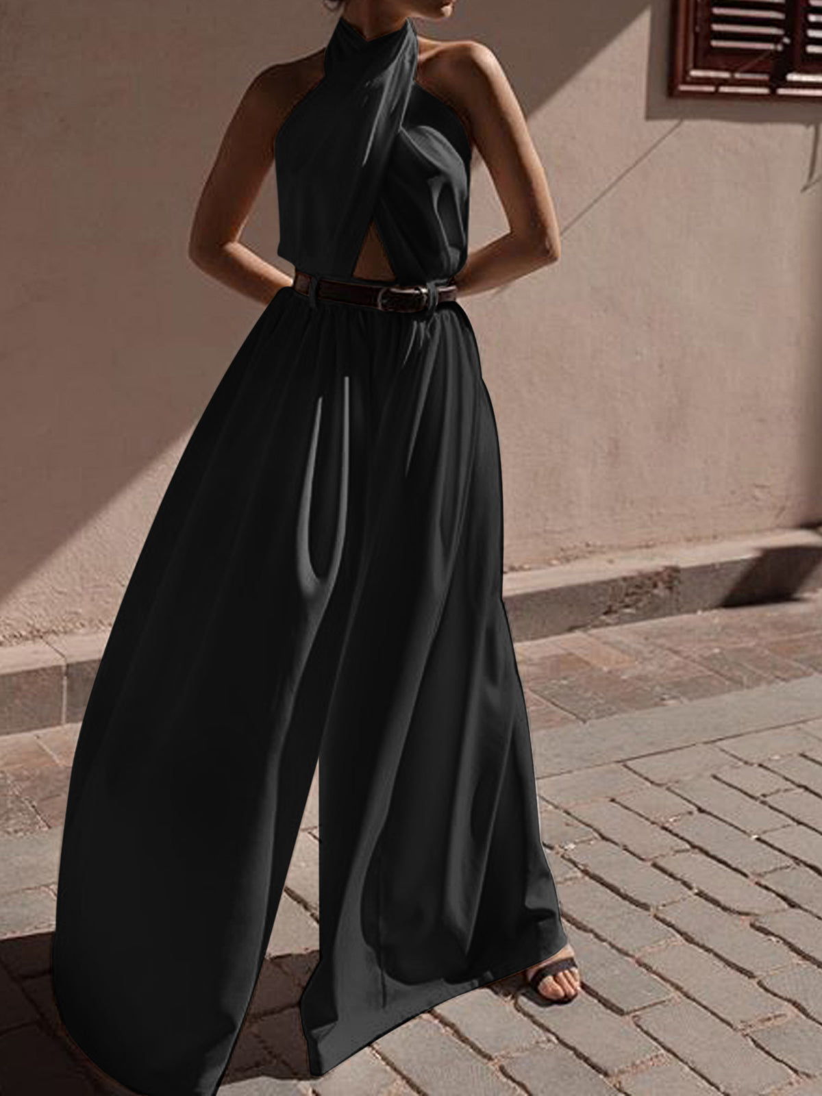Mila | Criss Cross Halter Jumpsuit without Belt