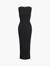 Ribbed Sleeveless Knit Long Dress 