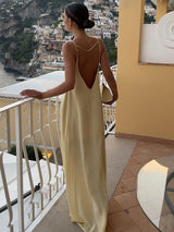 backless satijnen jurk vakantie avondlook
