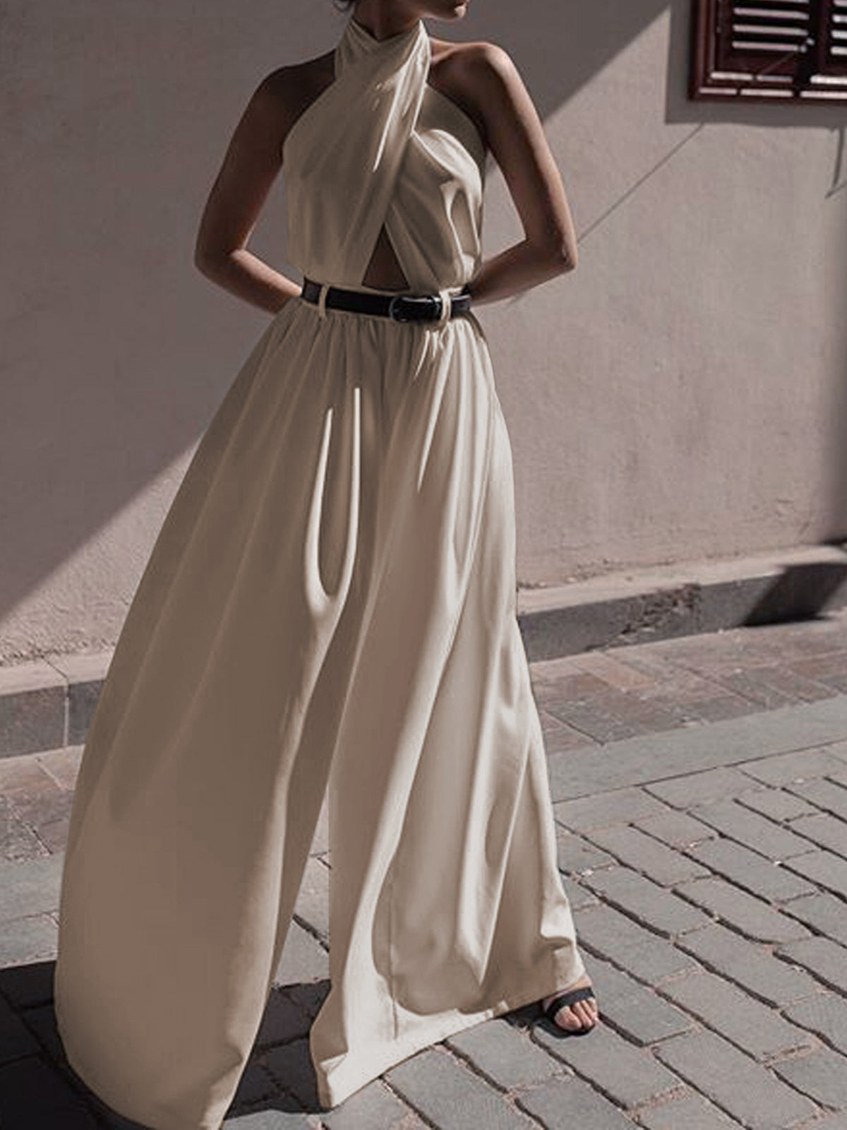 Mila | Criss Cross Halter Jumpsuit without Belt