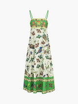 Mouwloze maxi jurk met vogelprint en zakken voor dames
