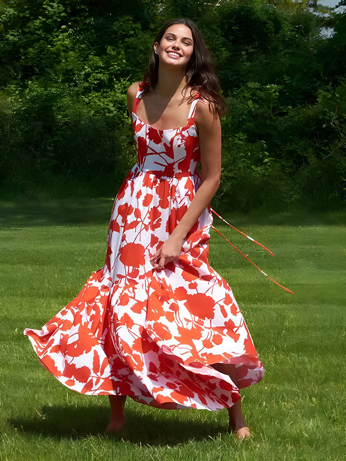 bloemenprint jurk voor dames met camibandjes
