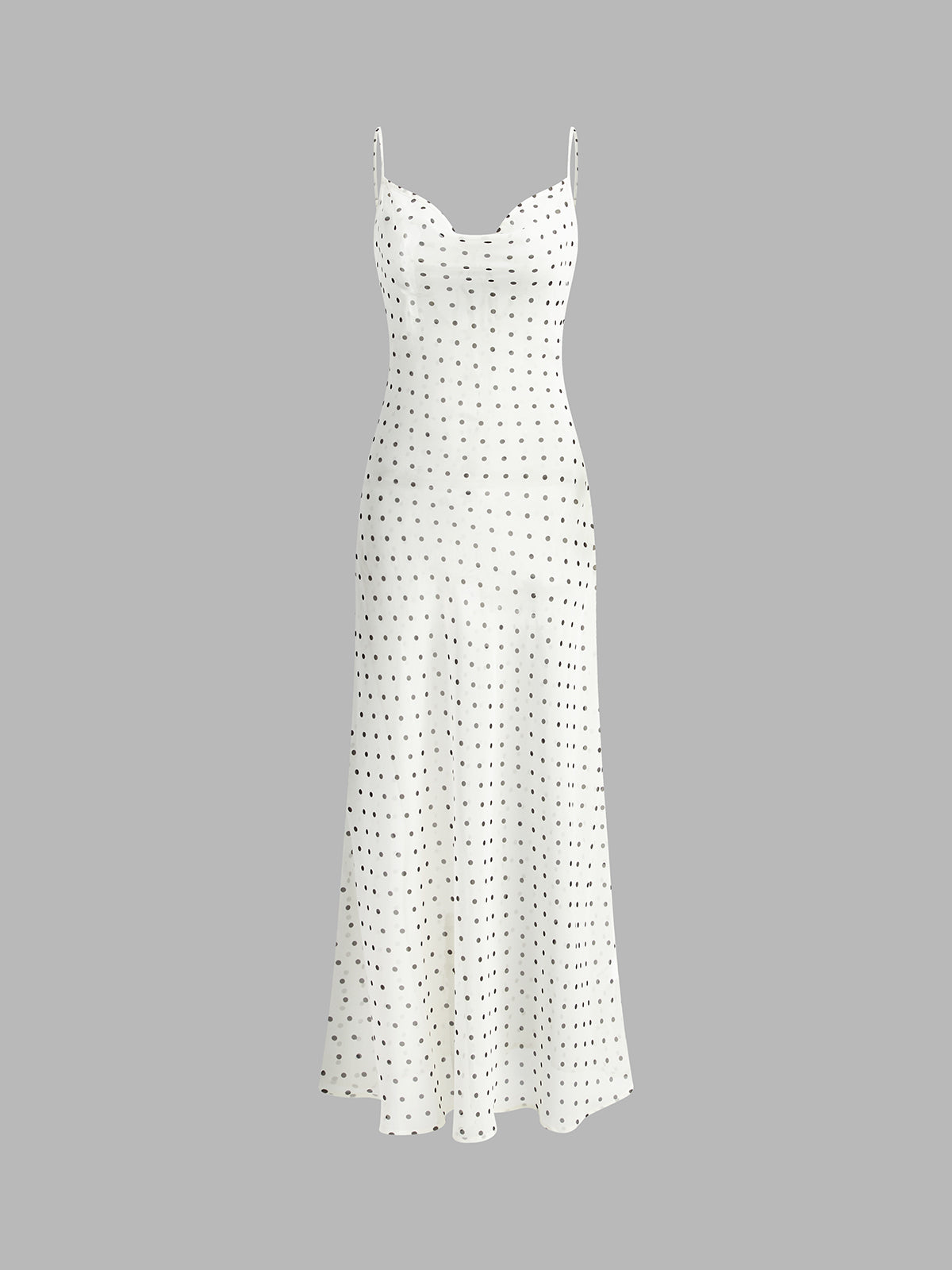Chiffon Sheer Polka Dot Print Backless Long Dress 