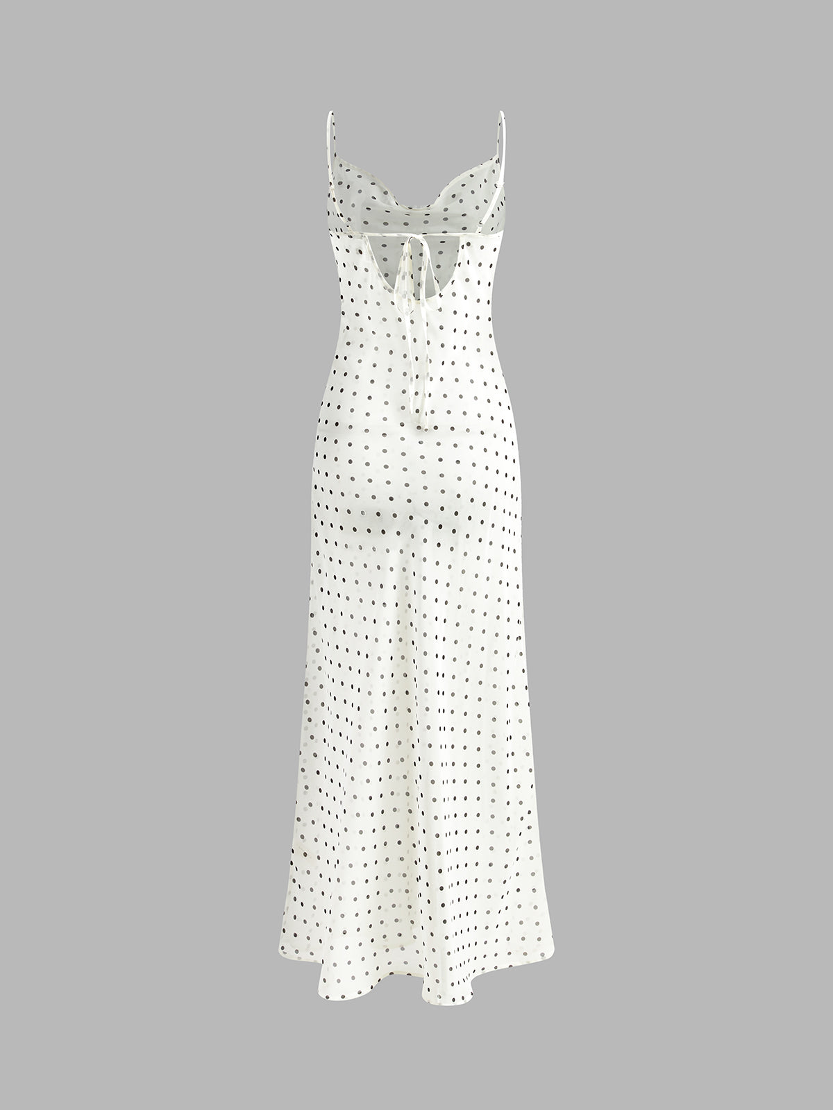 Chiffon Sheer Polka Dot Print Backless Long Dress 