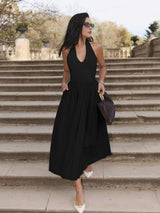 Nerina | Halter Dress with Open Back and Pockets