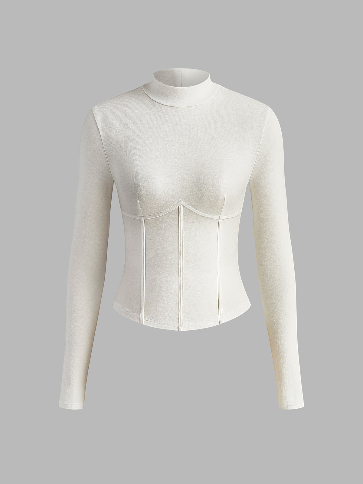 Flatlay witte rib top met corsetlook
