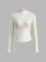 Flatlay witte rib top met corsetlook
