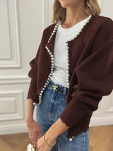  Elegante bruine parel cardigan
