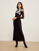 stijlvolle mesh jurk met lange mouwen en slim fit
