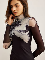 lange transparante jurk met print voor dames
