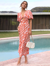 cut-out zomerjurk met v-hals
