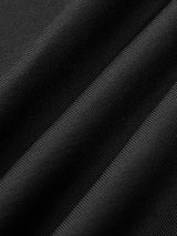 Stand Collar Pleated Slit Jersey Dress