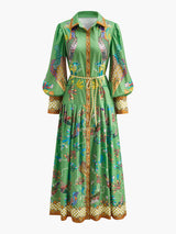 bohemian bloemenjurk met ceintuur
