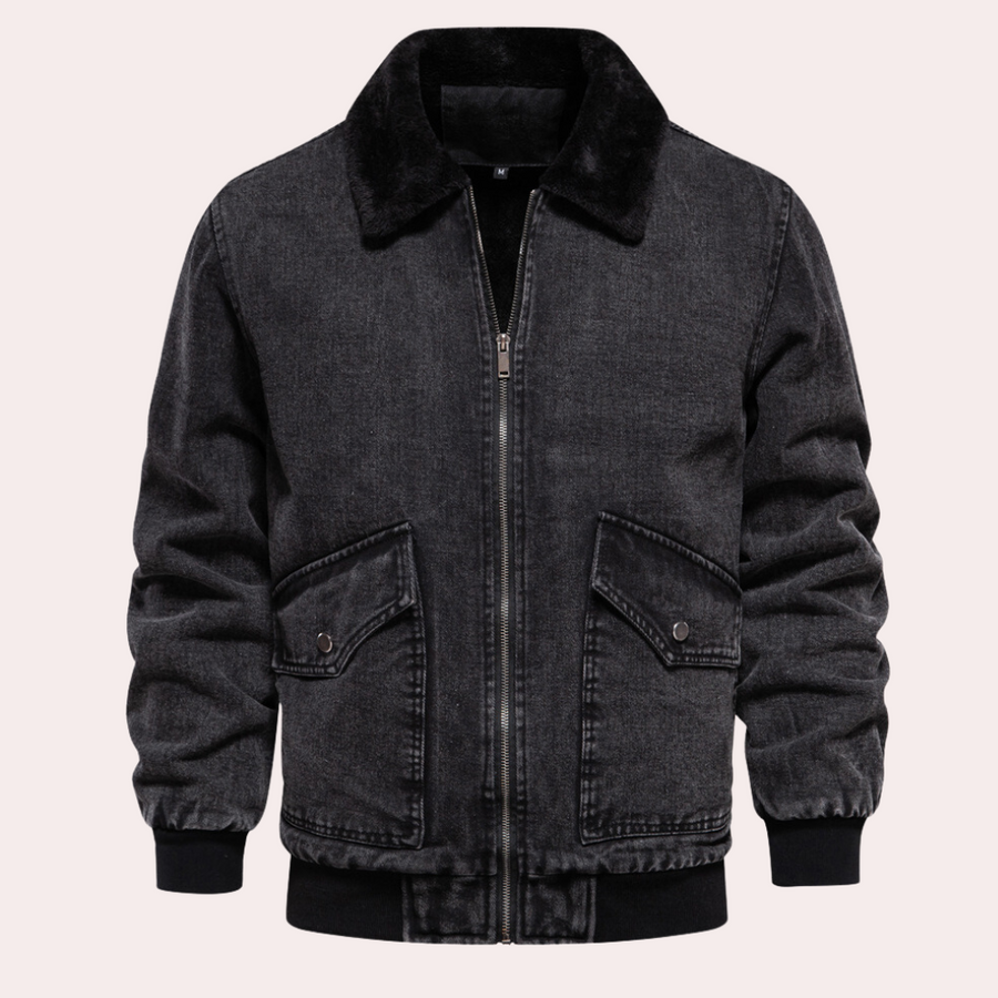 Alessandro Winterjas voor heren in zwart, met warme voering, faux fur kraag en tijdloos design. Ideaal voor de winter.