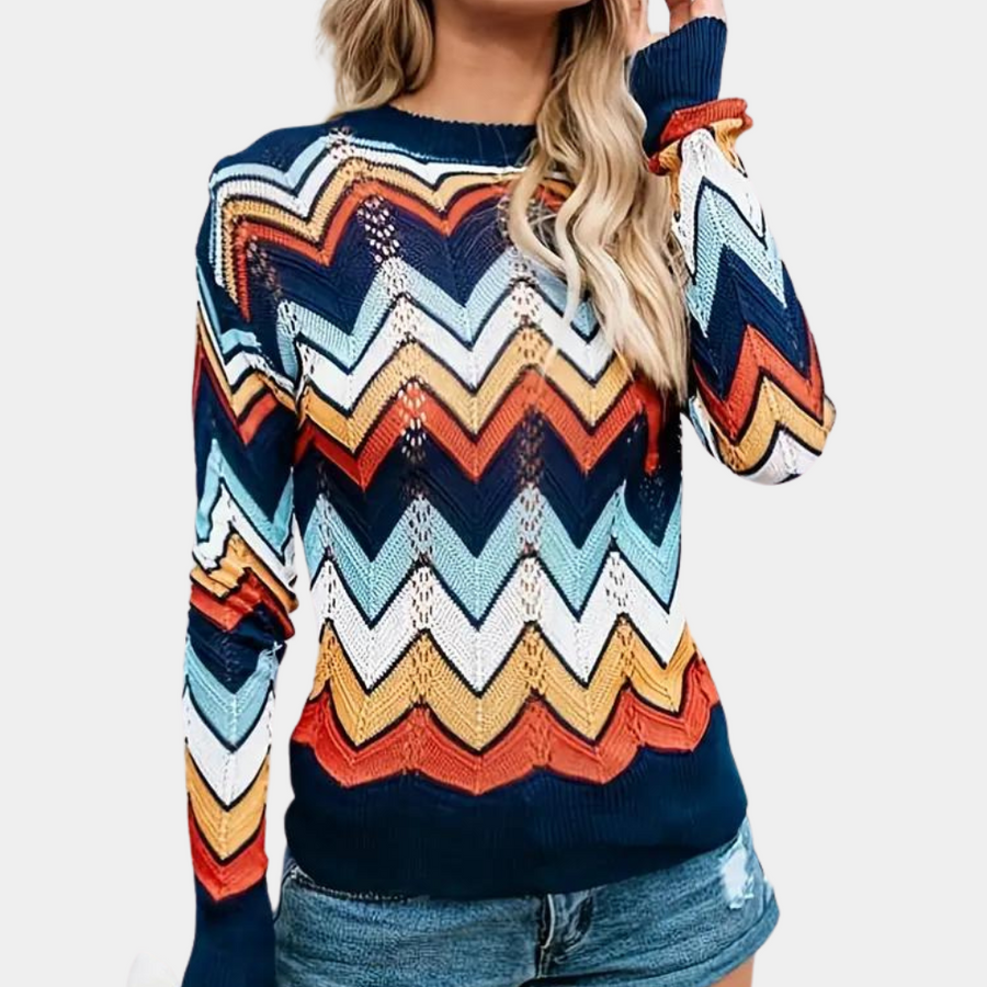 Alessandra Trui met opvallend zigzagpatroon in contrasterende kleuren. Perfect voor casual outfits en comfortabele dagen.