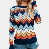 Alessandra Trui met opvallend zigzagpatroon in contrasterende kleuren. Perfect voor casual outfits en comfortabele dagen.