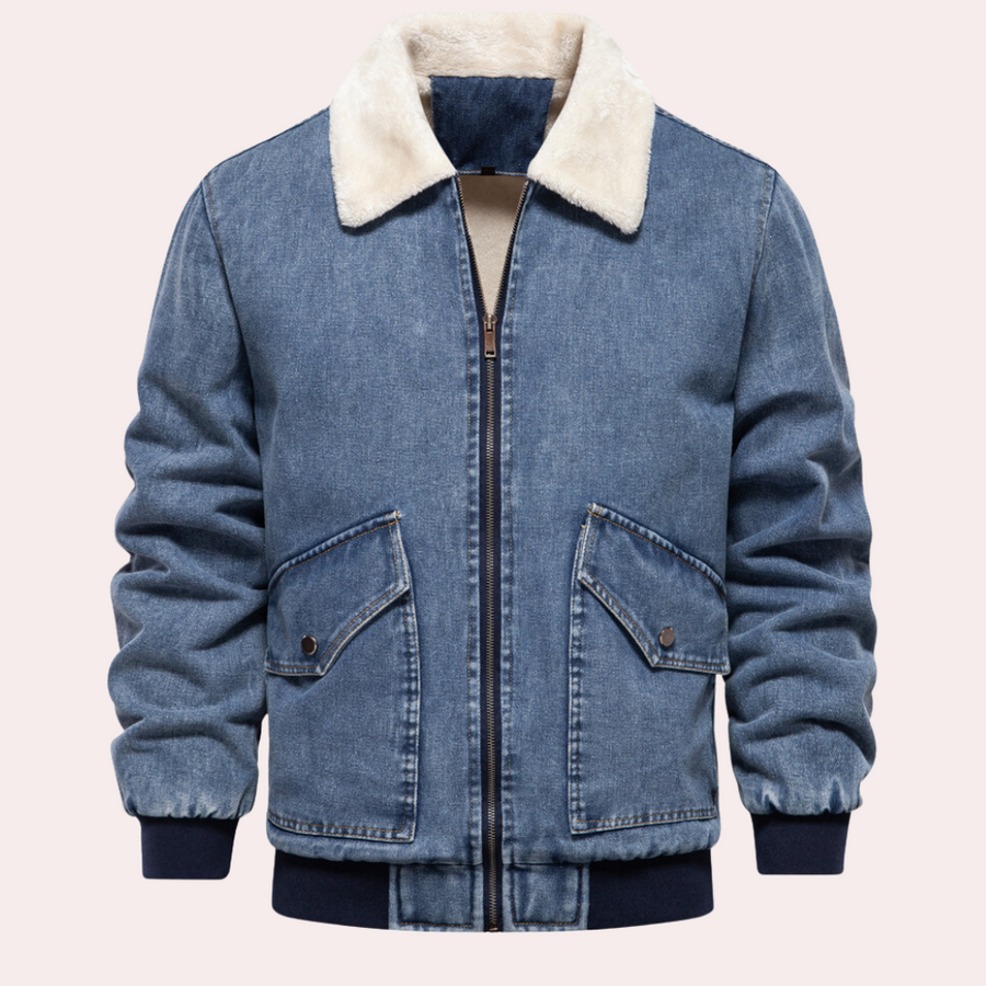 Alessandro Winterjas voor heren in blauw, met warme voering, faux fur kraag en tijdloos design. Ideaal voor de winter.