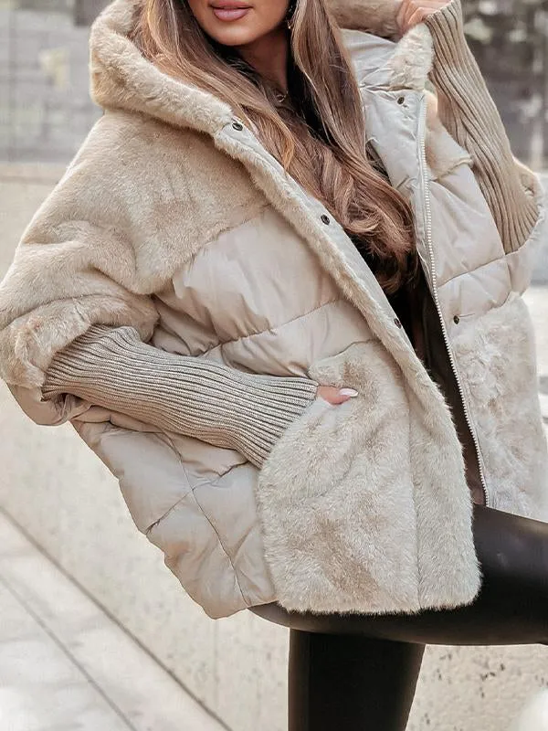 Damen Winterjacke Alvéra in Beige mit Kapuze