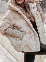 Damen Winterjacke Alvéra in Beige mit Kapuze