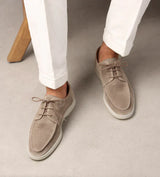 beige leren instapper heren met rubberen zool
