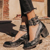 zwarte comfortabele damesschoenen met antislip zool en blokhak