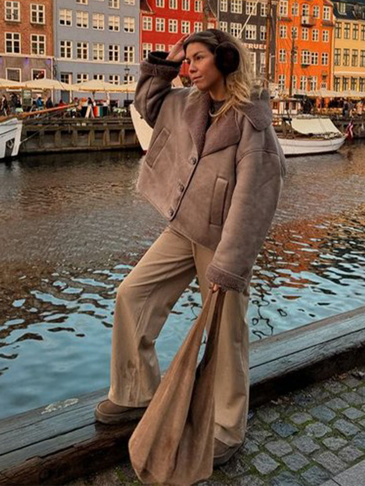 Nevada Luxe | Winterjacke mit Veloursleder-Optik & Fleece-Futter