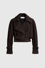 Avenza Cropped Jacket | Luxe Suede-Look & Taillengürtel