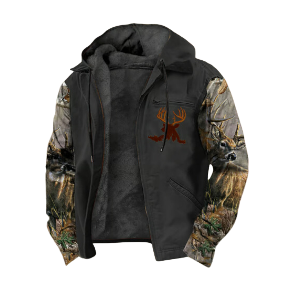 herenjas met camouflageprint en bruine torso
